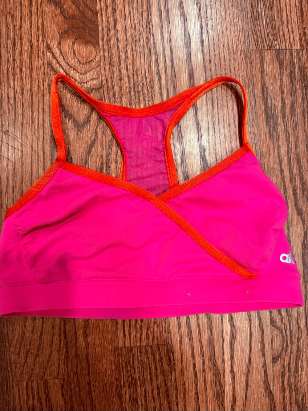 ALO Yoga Pink Sports Bra with Orange Trim